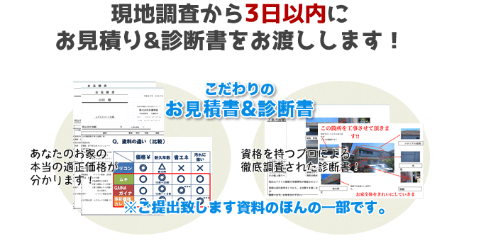 こだわりのお見積り&診断書をお渡しします。